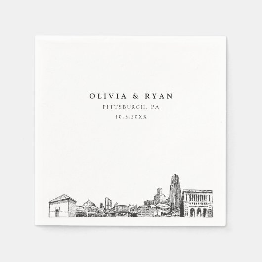 Serviette En Papier Pittsburgh Skyline Mariage Papier Cocktail Napkin (Devant)