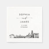 Serviette En Papier Pittsburgh Skyline Modern Mariage Cocktail (Devant)