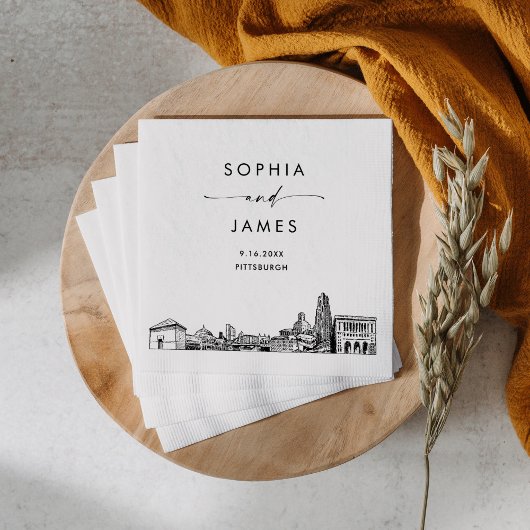 Serviette En Papier Pittsburgh Skyline Modern Mariage Cocktail