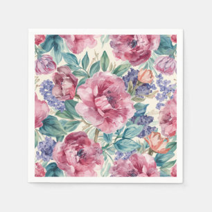 Serviette En Papier Pivoine botanique aquarelle floraison de lavande f