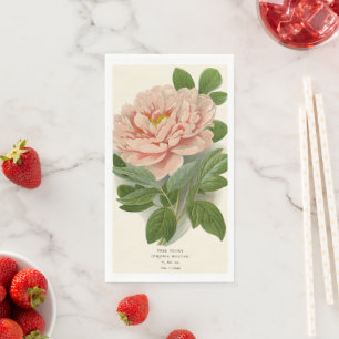 Serviette En Papier Pivoine en arbre – Dessin botanique élégant vintag