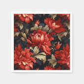 Serviette En Papier Pivoine Fleurie Rouge (Devant)