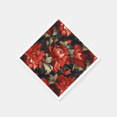 Serviette En Papier Pivoine Fleurie Rouge (Coin)
