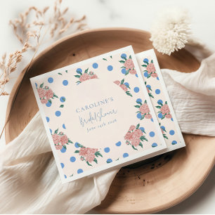 Serviette En Papier Pivoine Florale Rétro Points Bleus Mariage Sur Mes