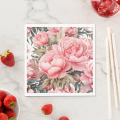 Serviette En Papier Pivoine rose (En situation)