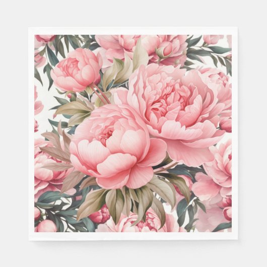 Serviette En Papier Pivoine rose (Devant)