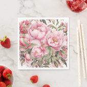 Serviette En Papier Pivoine Rose  (En situation)