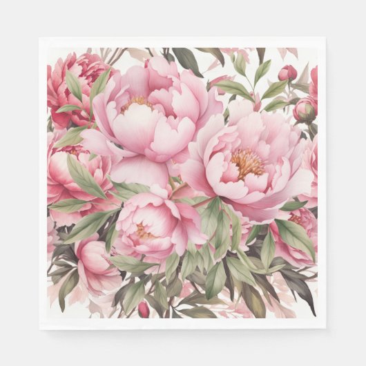 Serviette En Papier Pivoine Rose  (Devant)