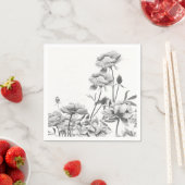 Serviette En Papier pivoines noir et blanc (En situation)