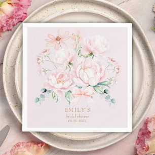 Serviette En Papier Pivoines roses Nœud Jardins de fleurs sauvages Ba
