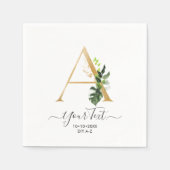Serviette En Papier PixDezines A-Z Faux Gold Monogramme Tropical Folia (Devant)