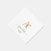 Serviette En Papier PixDezines A-Z Faux Or Monogramme Fleurs d'automne (Coin)