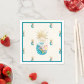 Serviette En Papier PixDezines Aloha Ananas/arrière - plan Turquoise/d (En situation)