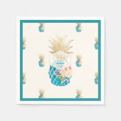 Serviette En Papier PixDezines Aloha Ananas/arrière - plan Turquoise/d (Devant)