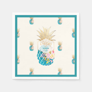 Serviette En Papier PixDezines Aloha Ananas/arrière - plan Turquoise/d