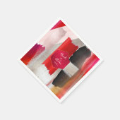 Serviette En Papier PixDezines Aquarelle moderne Rouge Noir (Coin)