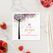 Serviette En Papier PixDezines ARBRE DE VIE/BAT MITZVAH/NEON ROSE (En situation)