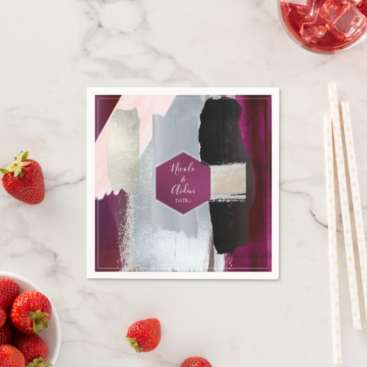 Serviette En Papier PixDezines Art Moderne, Mariage Bourgogne (En situation)