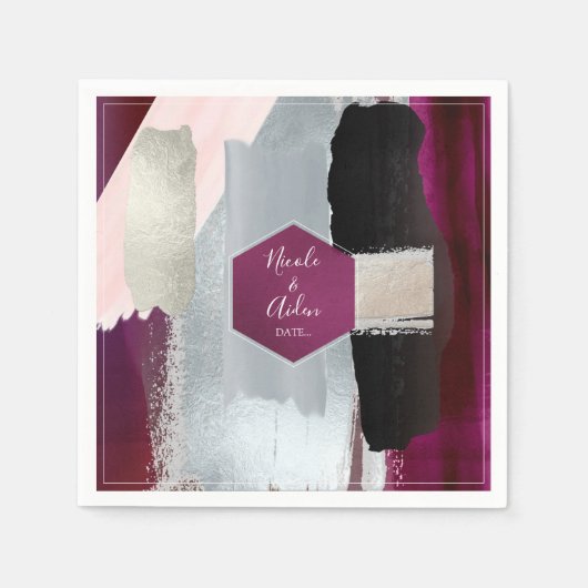 Serviette En Papier PixDezines Art Moderne, Mariage Bourgogne (Devant)
