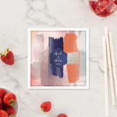 Serviette En Papier PixDezines Art Moderne, Marine+Or Rose (En situation)