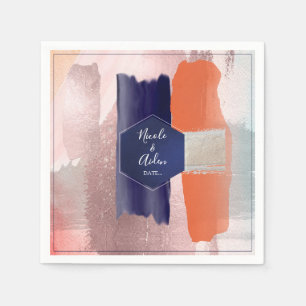 Serviette En Papier PixDezines Art Moderne, Marine+Or Rose