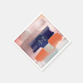 Serviette En Papier PixDezines Art Moderne, Marine+Or Rose (Coin)
