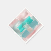 Serviette En Papier PixDezines Art Moderne, Rose+Vert Mariage (Coin)