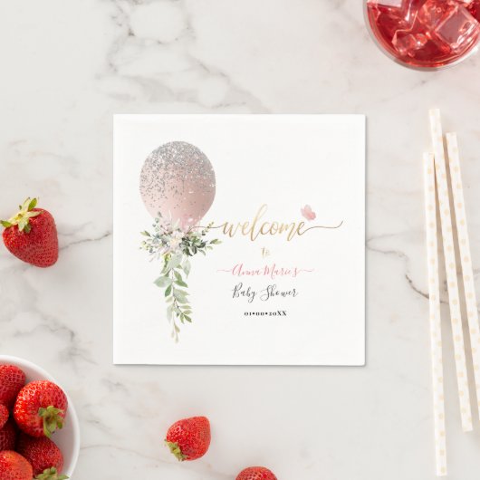 Serviette En Papier PixDezines Blush Parties scintillant Balloon N'imp (En situation)