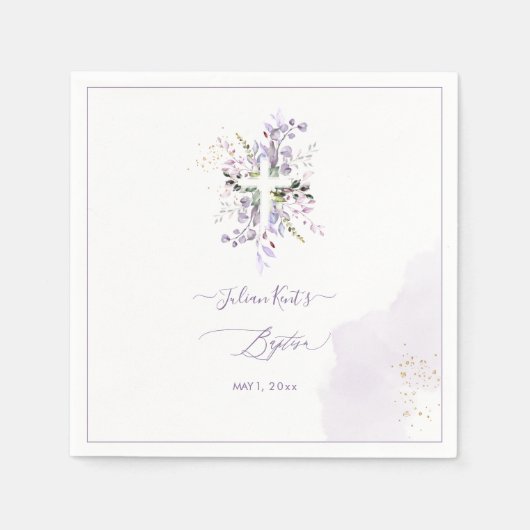 Serviette En Papier PixDezines H2 Lilac Purple Eucalyptus Baptême (Devant)