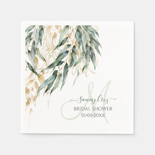 Serviette En Papier PixDezines H2 Monogramme d'eucalyptus de saule rus (Devant)