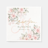 Serviette En Papier PixDezines H2 Roses Blush Monogramme Baby Shower (Devant)