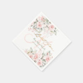 Serviette En Papier PixDezines H2 Roses Blush Monogramme Baby Shower (Coin)
