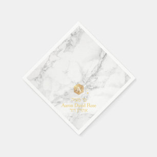 Serviette En Papier PixDezines Marble+Honeycomb, Faux Gold Mitzvah