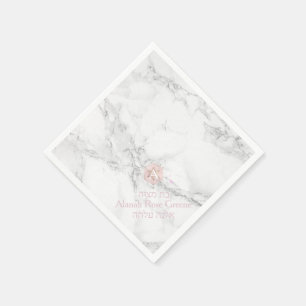Serviette En Papier PixDezines Marble+Honeypeb, Blush Pink Mitzvah