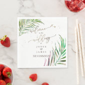 SERVIETTE EN PAPIER PIXDEZINES PALMIERS EN COULEUR D'EAU (En situation)