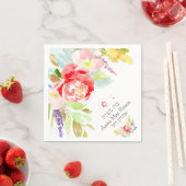 Serviette En Papier PixDezines Peonies de Corail, Faux Rose Gold Mitzv (En situation)