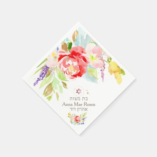 Serviette En Papier PixDezines Peonies de Corail, Faux Rose Gold Mitzv (Coin)