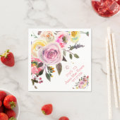 Serviette En Papier PixDezines Roses Pastel, Blush Pink Mitzvah (En situation)