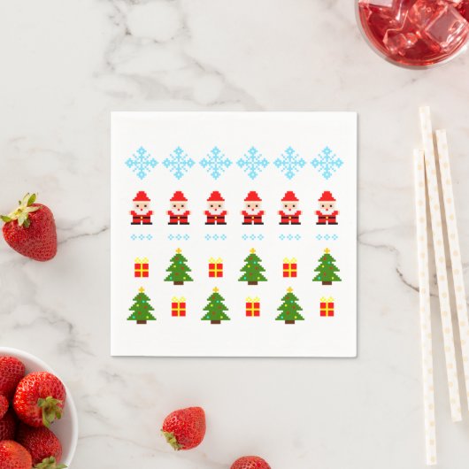 Serviette En Papier Pixel Art Christmas (En situation)