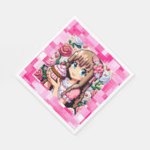 Serviette En Papier Pixel Art Girl's Pink Birthday Party (Coin)