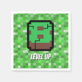 Serviette En Papier Pixelated Gamer Green Building Level Up 8 (Devant)