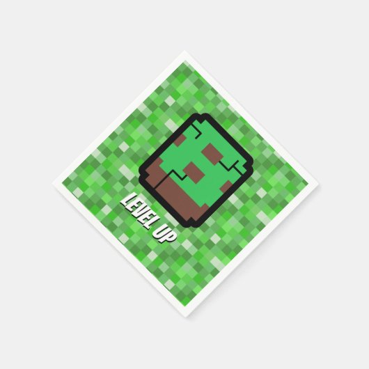 Serviette En Papier Pixelated Gamer Green Building Level Up 8 (Coin)