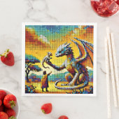 Serviette En Papier pixelated image of a dragon trainer (En situation)