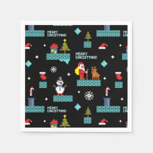 Serviette En Papier Pixellit Joyeux Motif de Noël - Design rétro