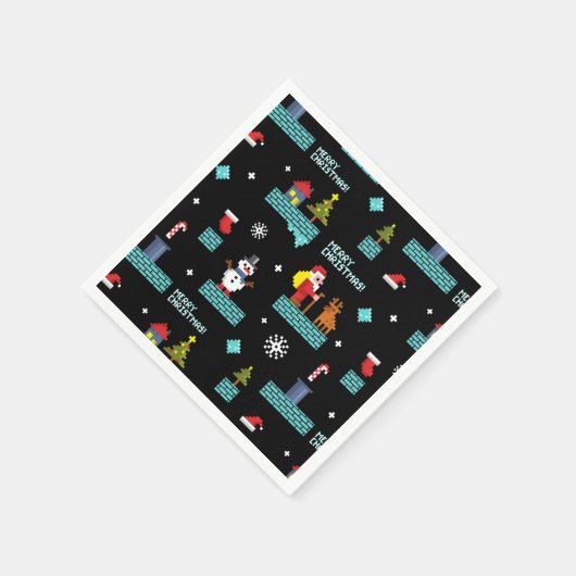 Serviette En Papier Pixellit Joyeux Motif de Noël - Design rétro (Coin)