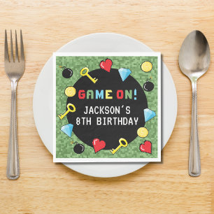 Serviette En Papier Pixels Arcade Niveau supérieur Anniversaire de enf