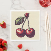 Serviette En Papier Pixels cerisiers (En situation)