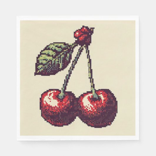 Serviette En Papier Pixels cerisiers (Devant)