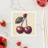 Serviette En Papier Pixels cerisiers (En situation)