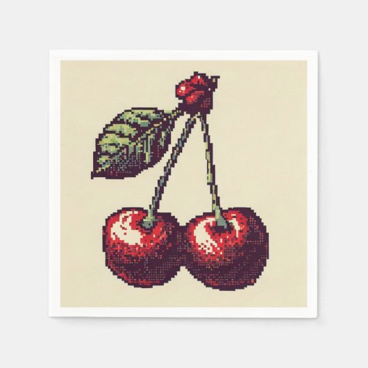 Serviette En Papier Pixels cerisiers (Devant)